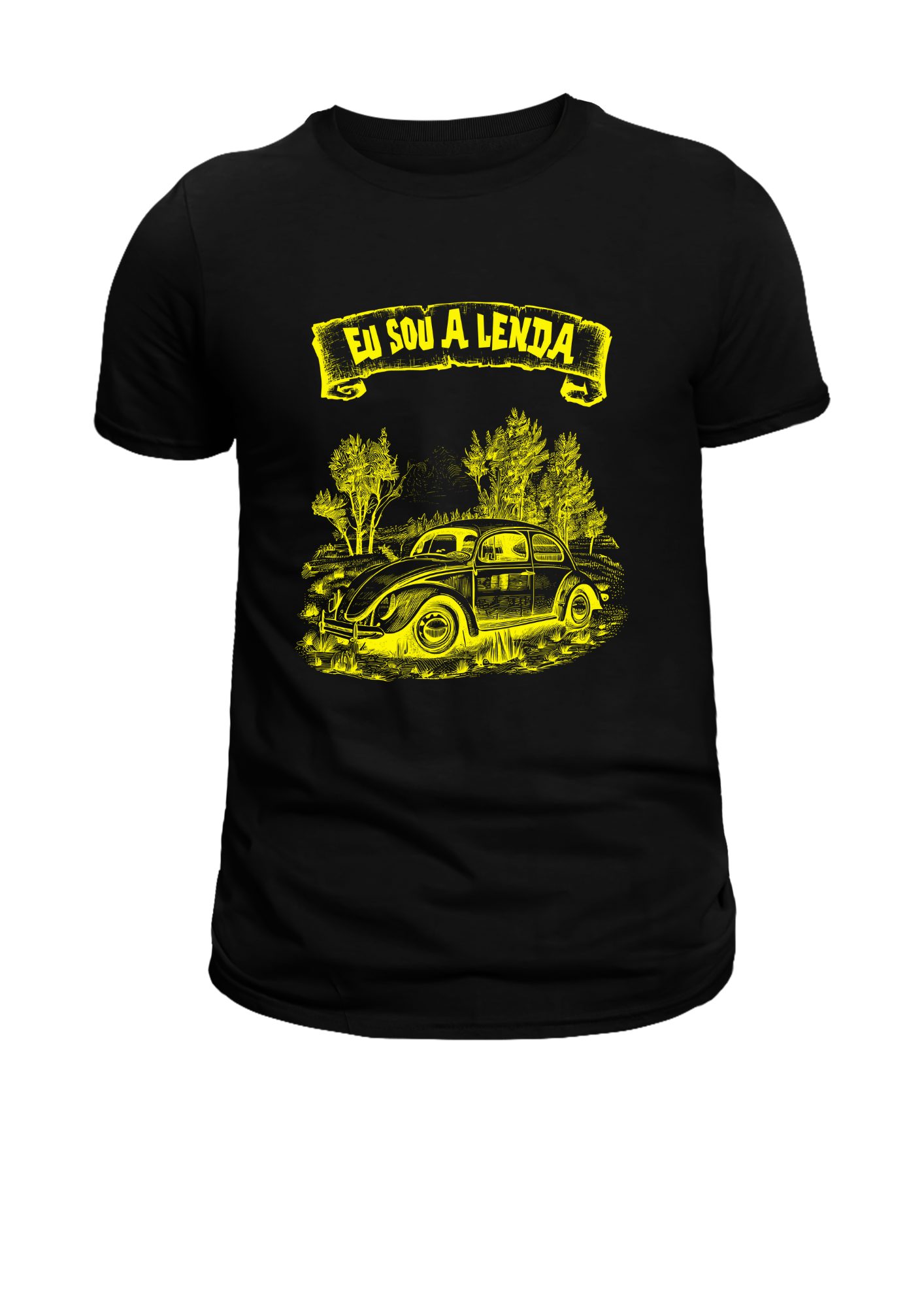 Camiseta Preta Fusca eu sou a lenda (amarelo)