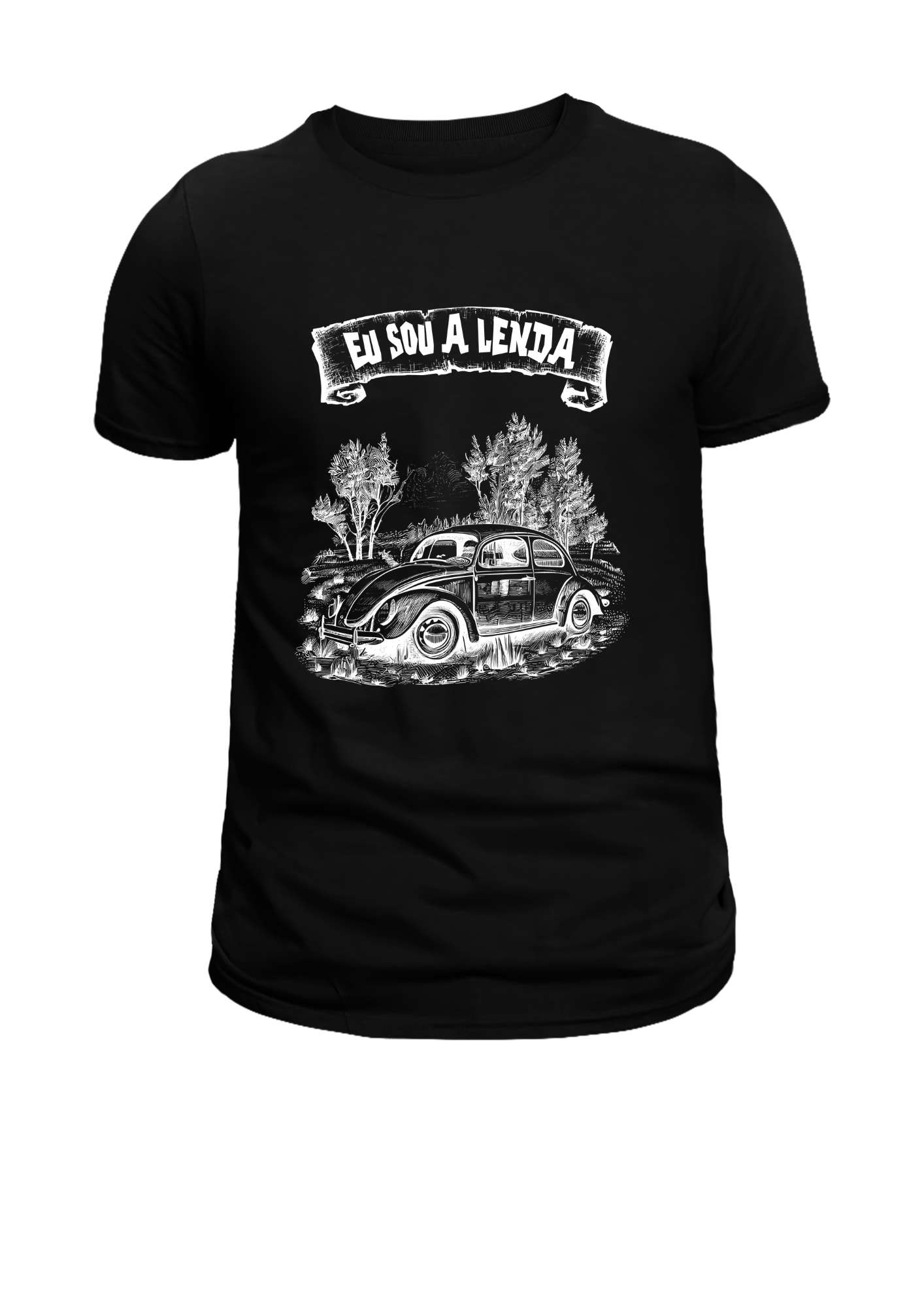 Camiseta Preta Fusca Eu sou a lenda (branco)